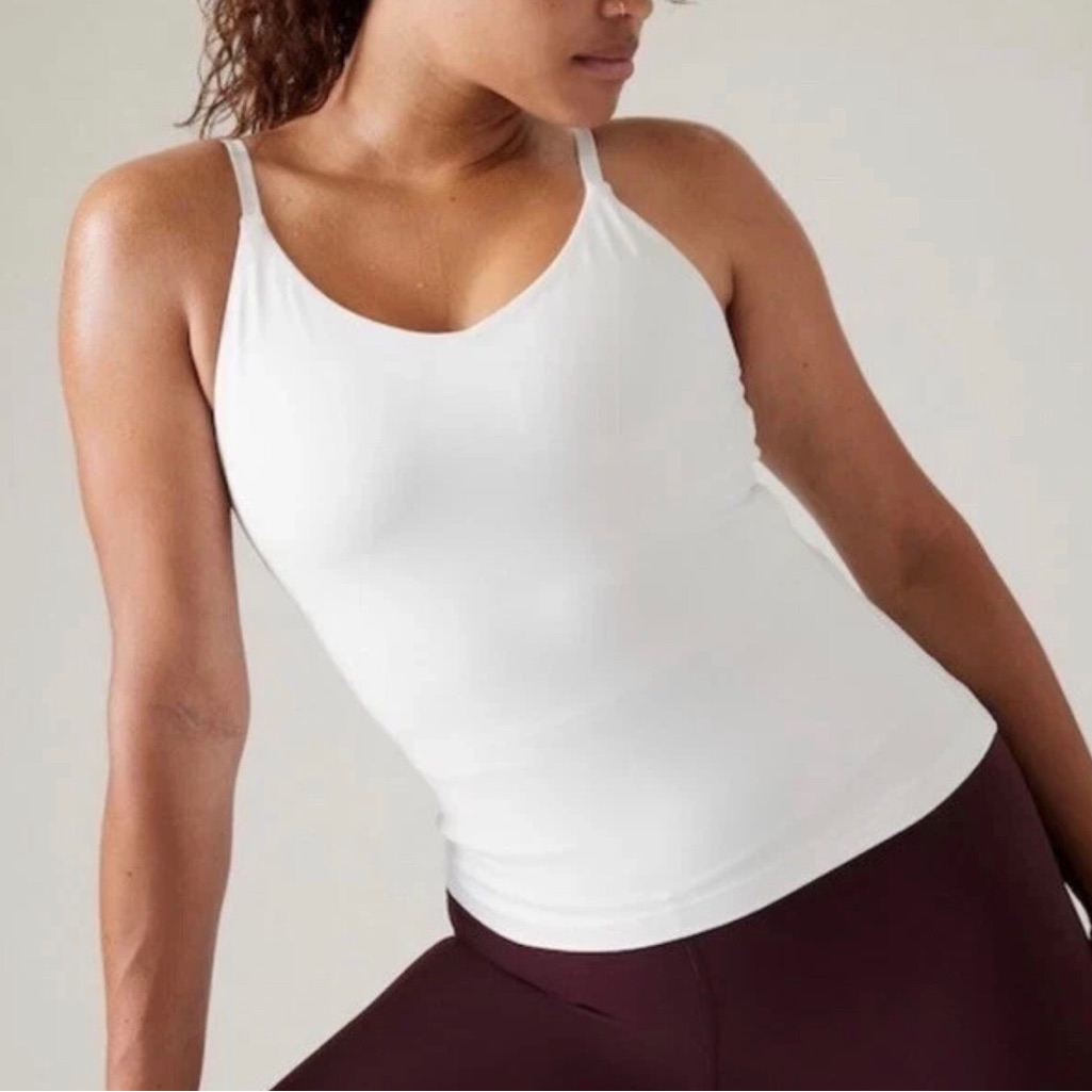 Athleta White Slim Scoop Neck Tank